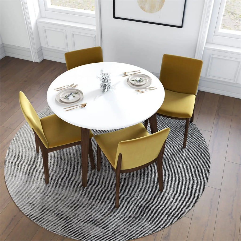 White Round Dining Table and 4 Chair Set Q865