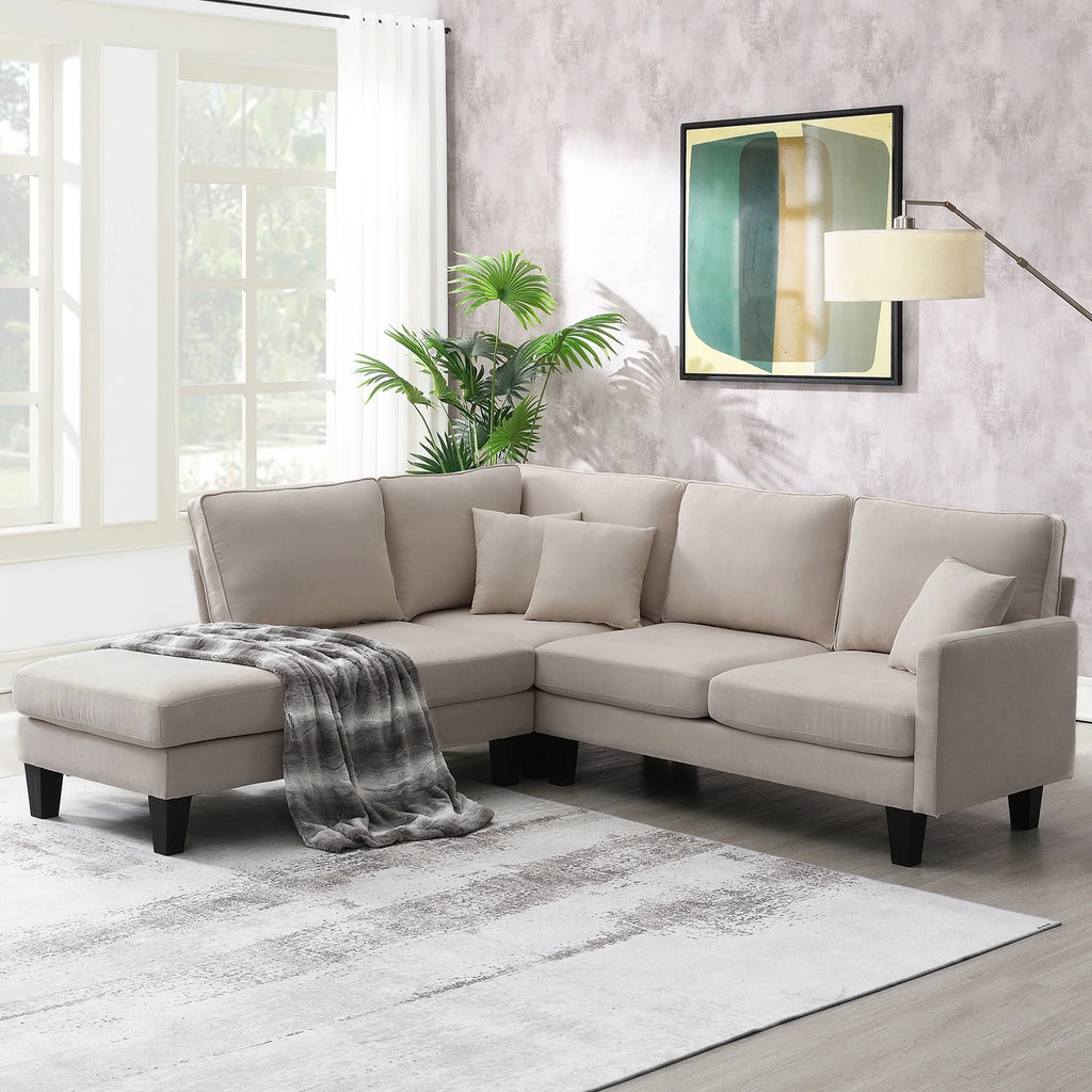 Beige L Shape Sectional Sofa with Recliner D175867