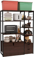 5-Tier Kitchen Baker's Rack with Hutch and Storage Cabinet E8700