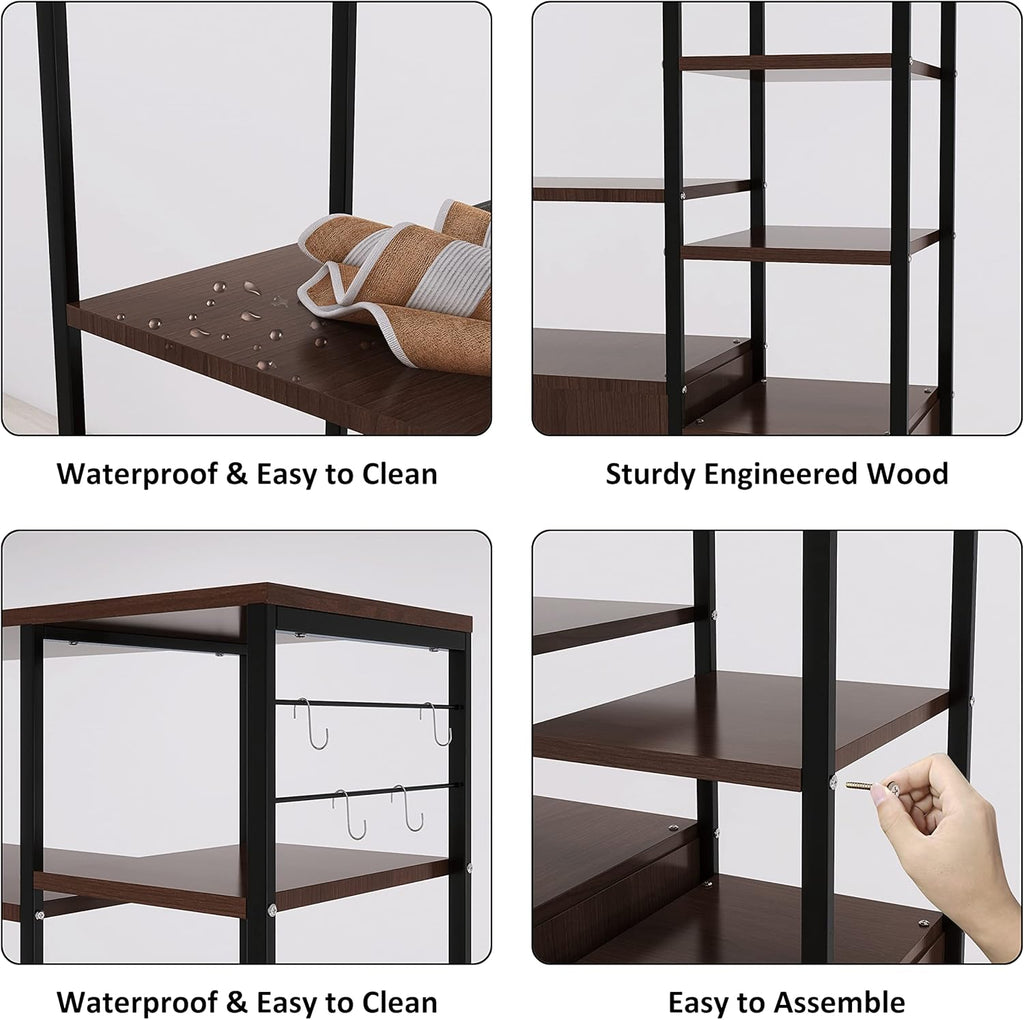 5-Tier Kitchen Baker's Rack with Hutch and Storage Cabinet E8700