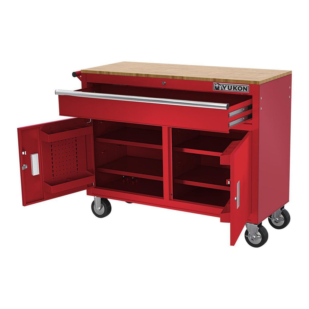 46 in. Mobile Workbench with Solid Wood Top J55266