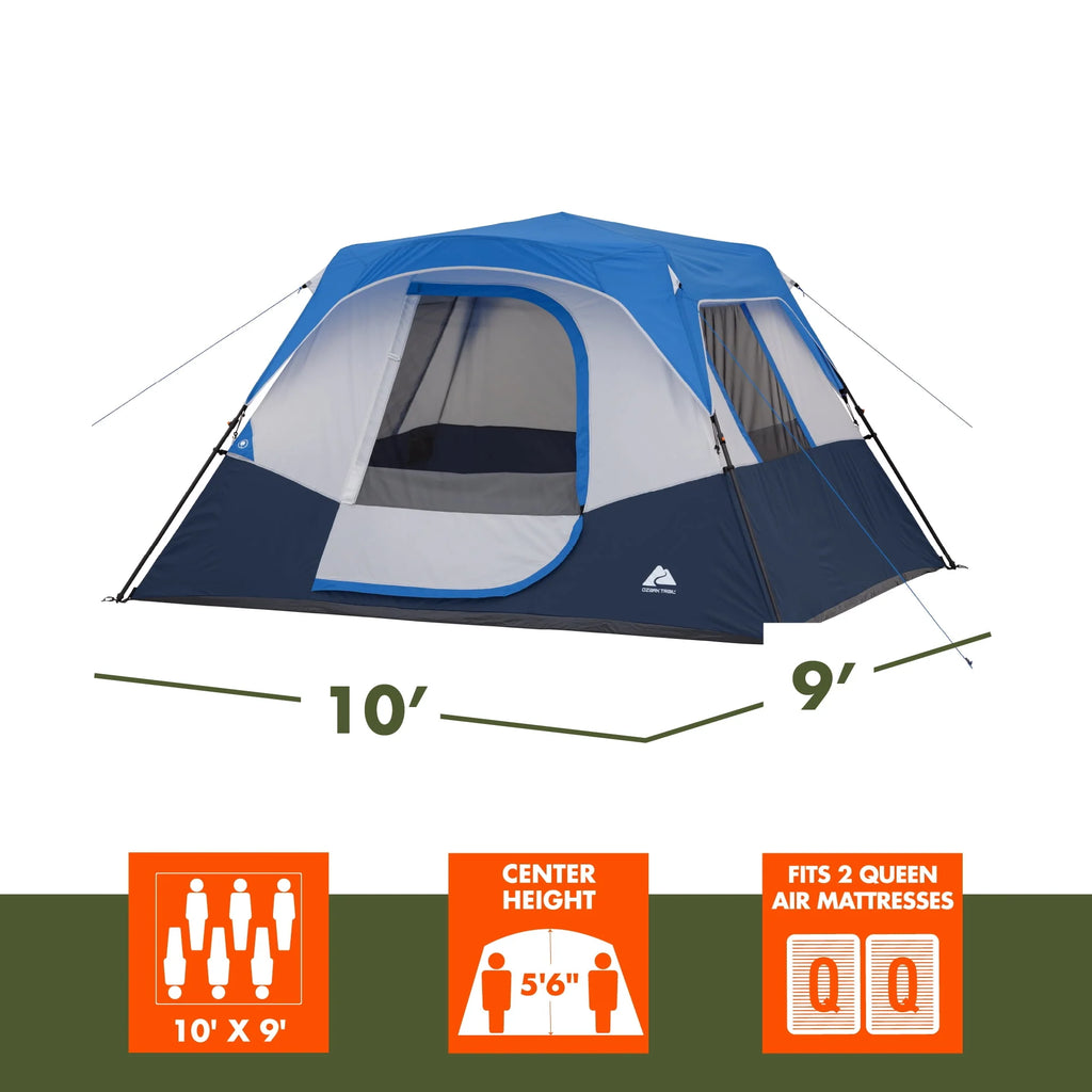 10' x 9' 6-Person Instant Cabin Tent with LED Lighted Hub H716