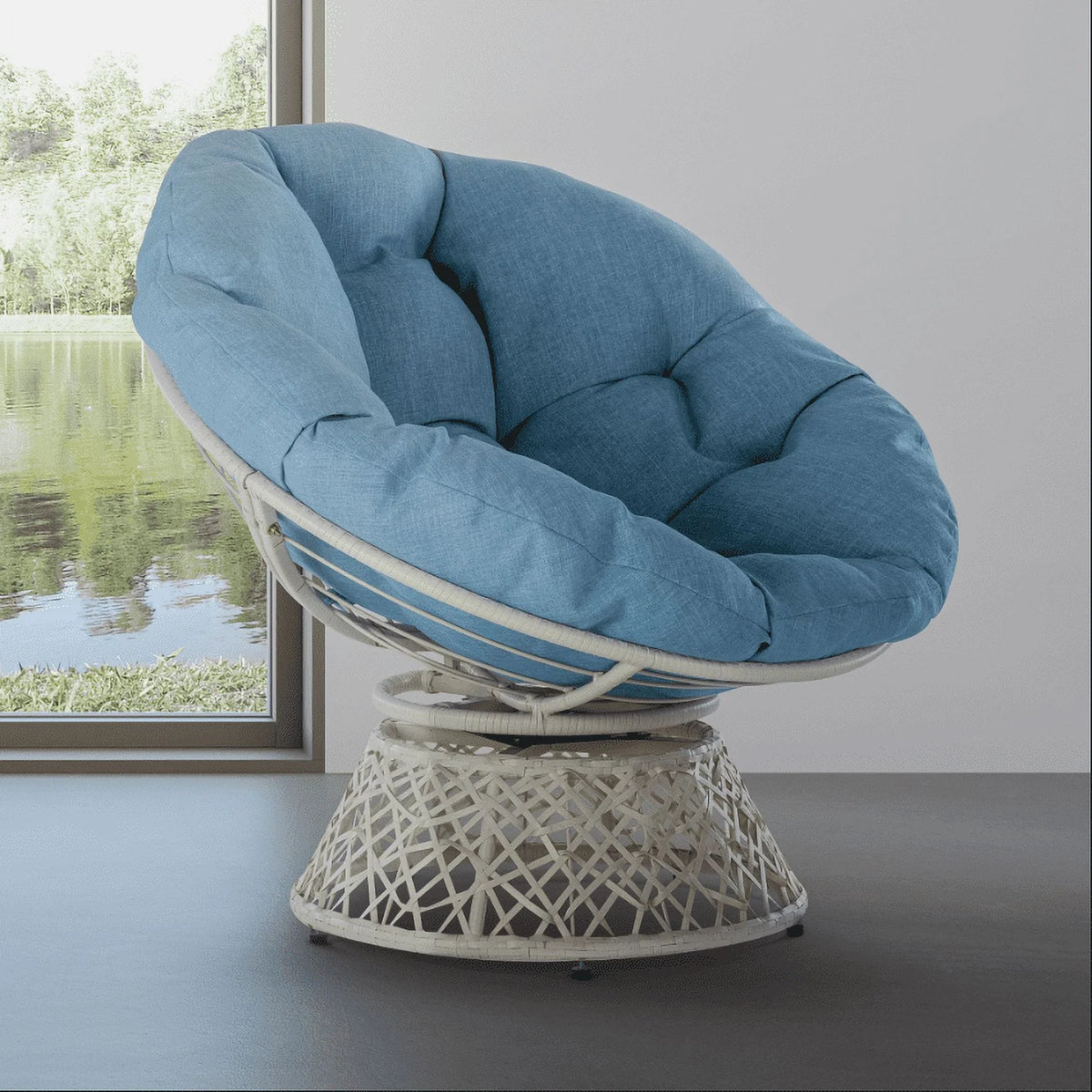 360 Swivel Papasan Chair with Fabric Cushion U7055
