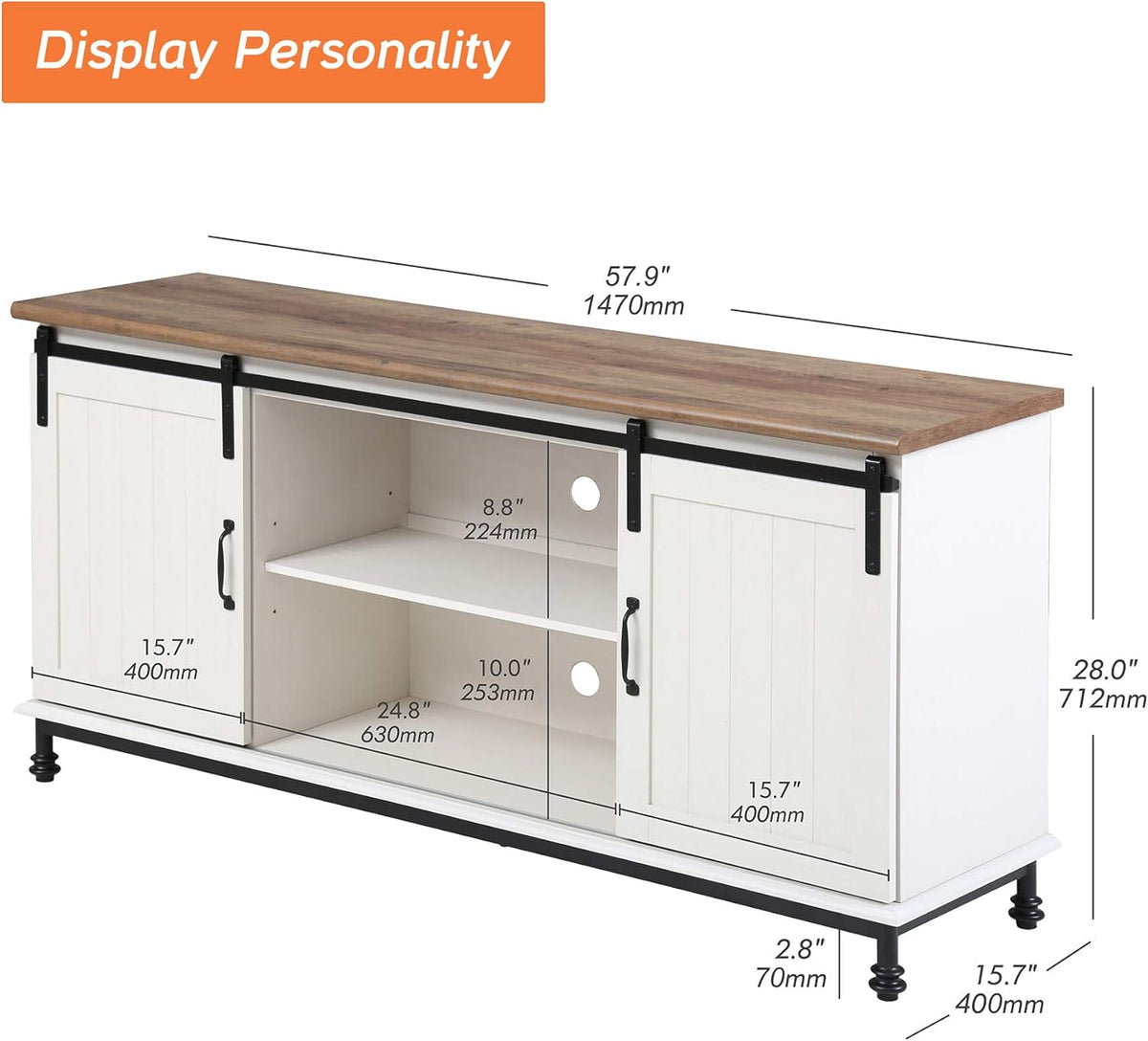 White Wood Metal TV Stand Z263