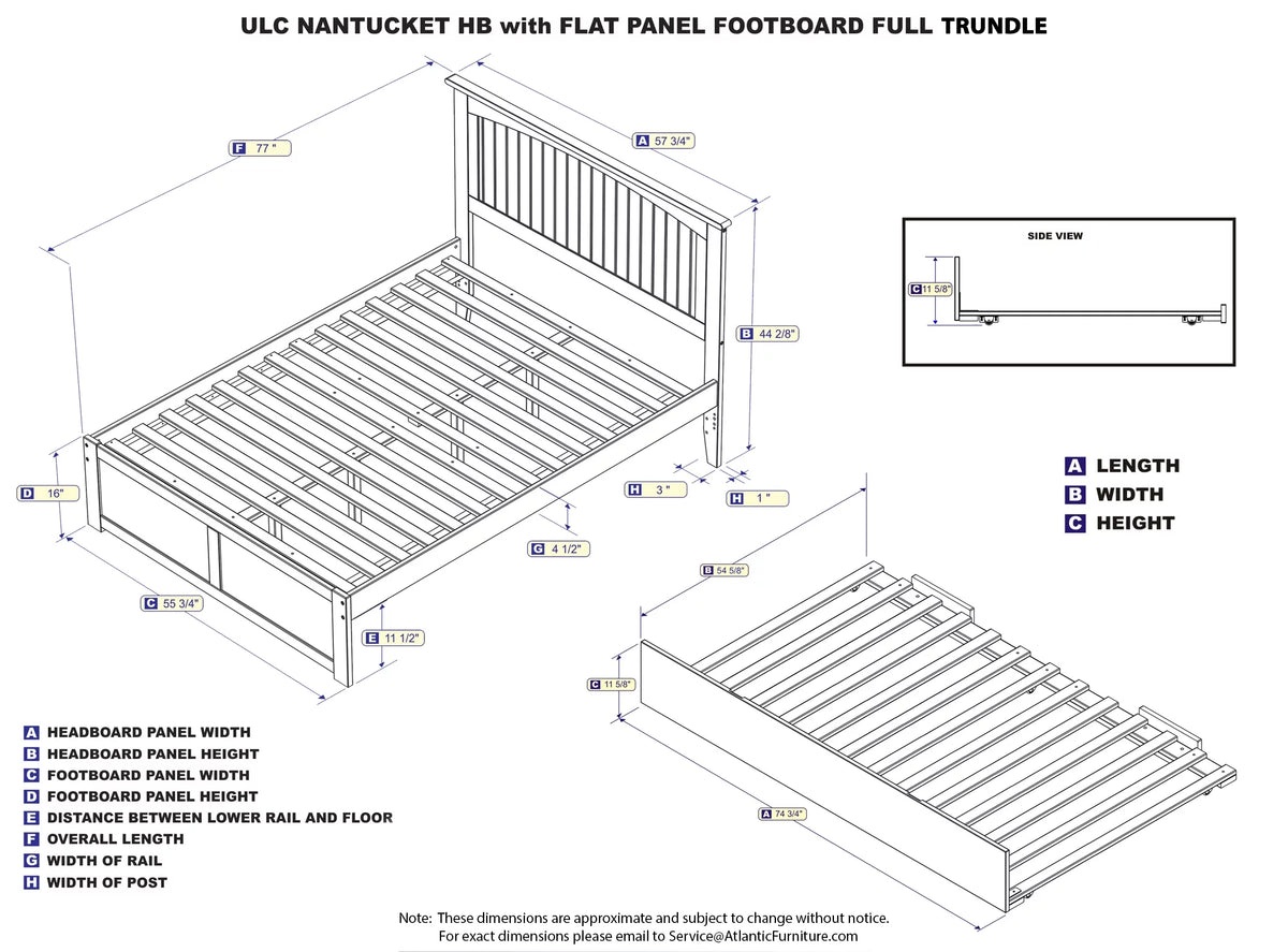 Grey Full Platform Bed with Trundle Bed L147