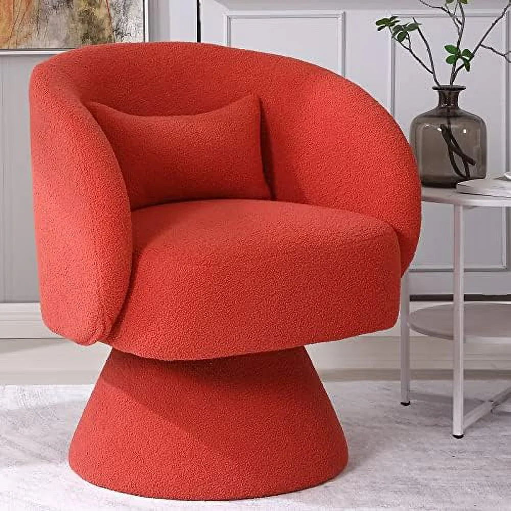 Beige Linen Swivel Barrel Chair Set of 2 W86099