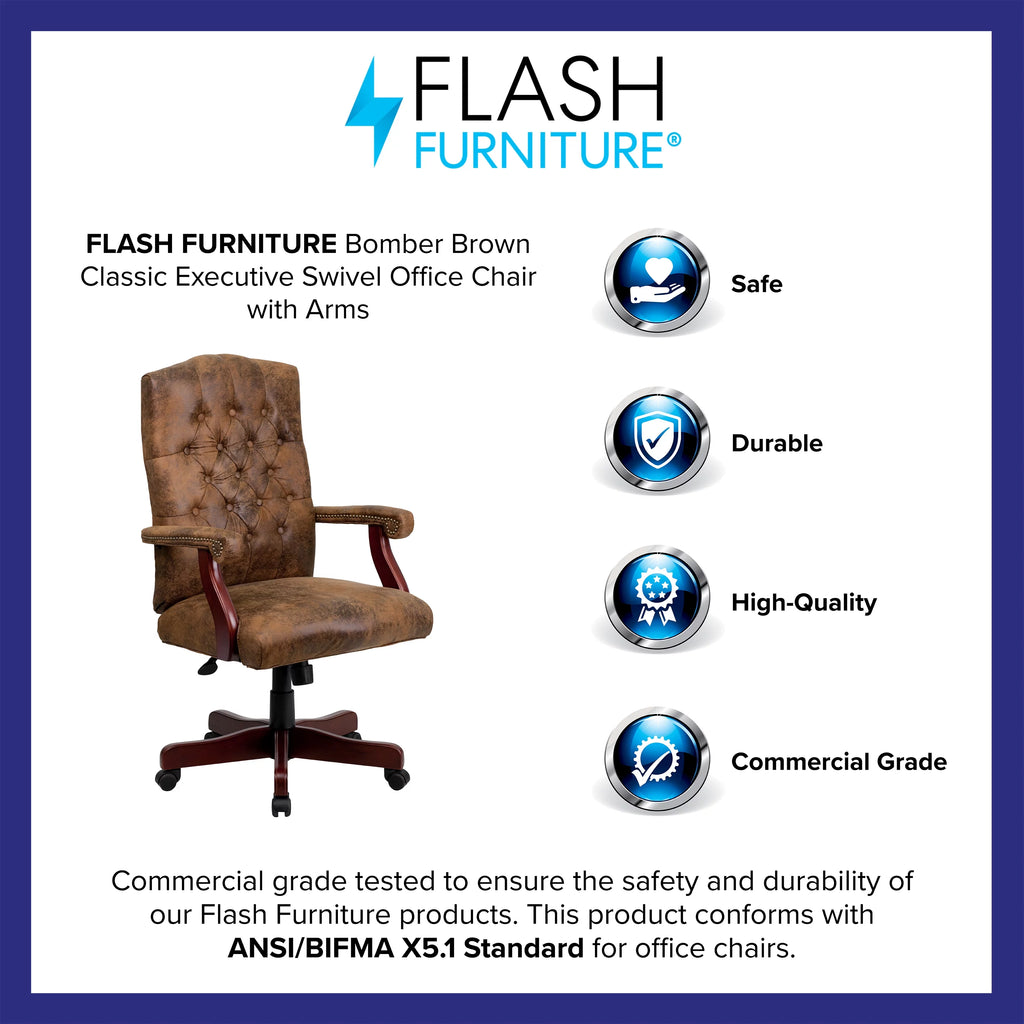 Brown Executive Swivel Office Chair with Arms P187687
