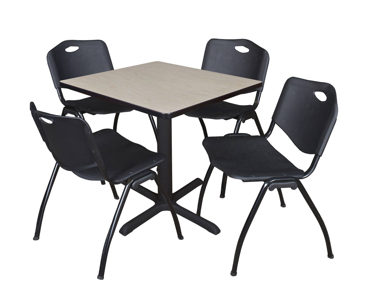 Square Breakroom Table & 4 Stack Chairs V4524