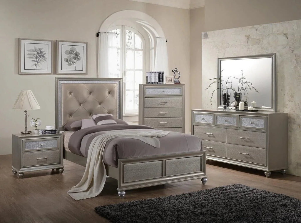 Twin Size 4pc Bedroom Set Bed Dresser Mirror Nightstand D167
