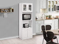 White Tall Kitchen Pantry Microwave Storage Cabinet X571589