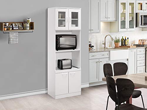 White Tall Kitchen Pantry Microwave Storage Cabinet X571589