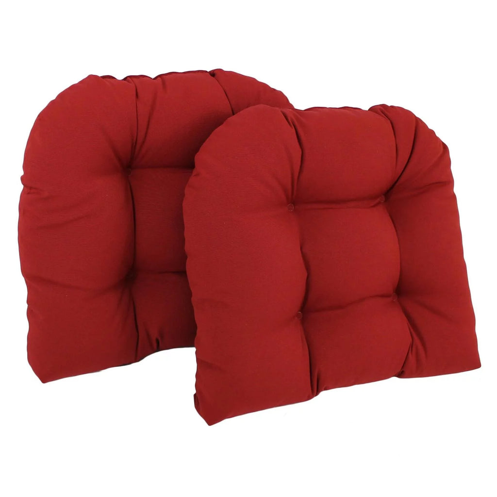 Ruby Red Set of 2 Twill Tufted Dining Chair Cushions R284986