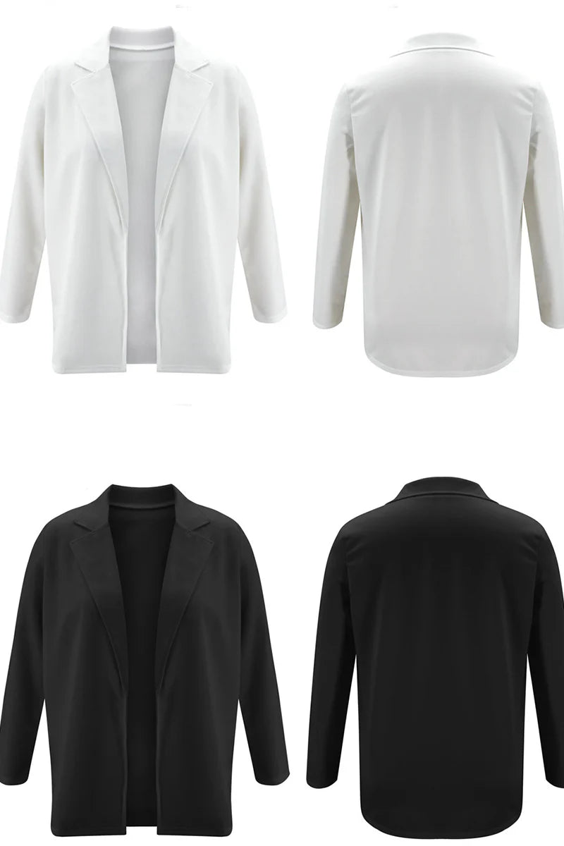 Solid Patchwork Turndown Collar Outerwear N5071
