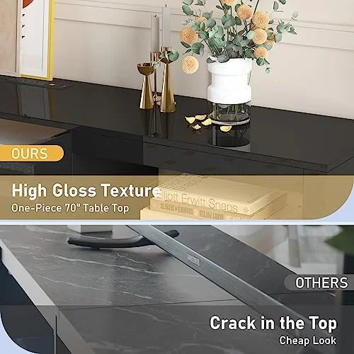 70 Inch LED TV Stand with Adjustable Glass Shelves W913822