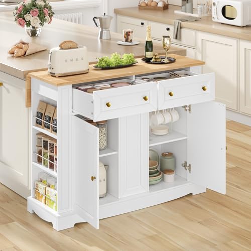 White Kitchen Island with Storage H38734