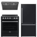 30 Electric Range, Range Hood and Refrigerator in Black F385483