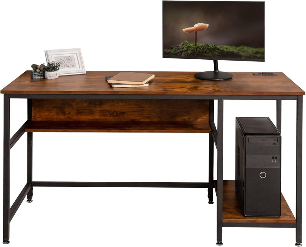Black 47 Inch Computer Desk with Storage Shelves M30470