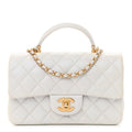 Quilted Mini Top Handle Rectangular Flap White R81058