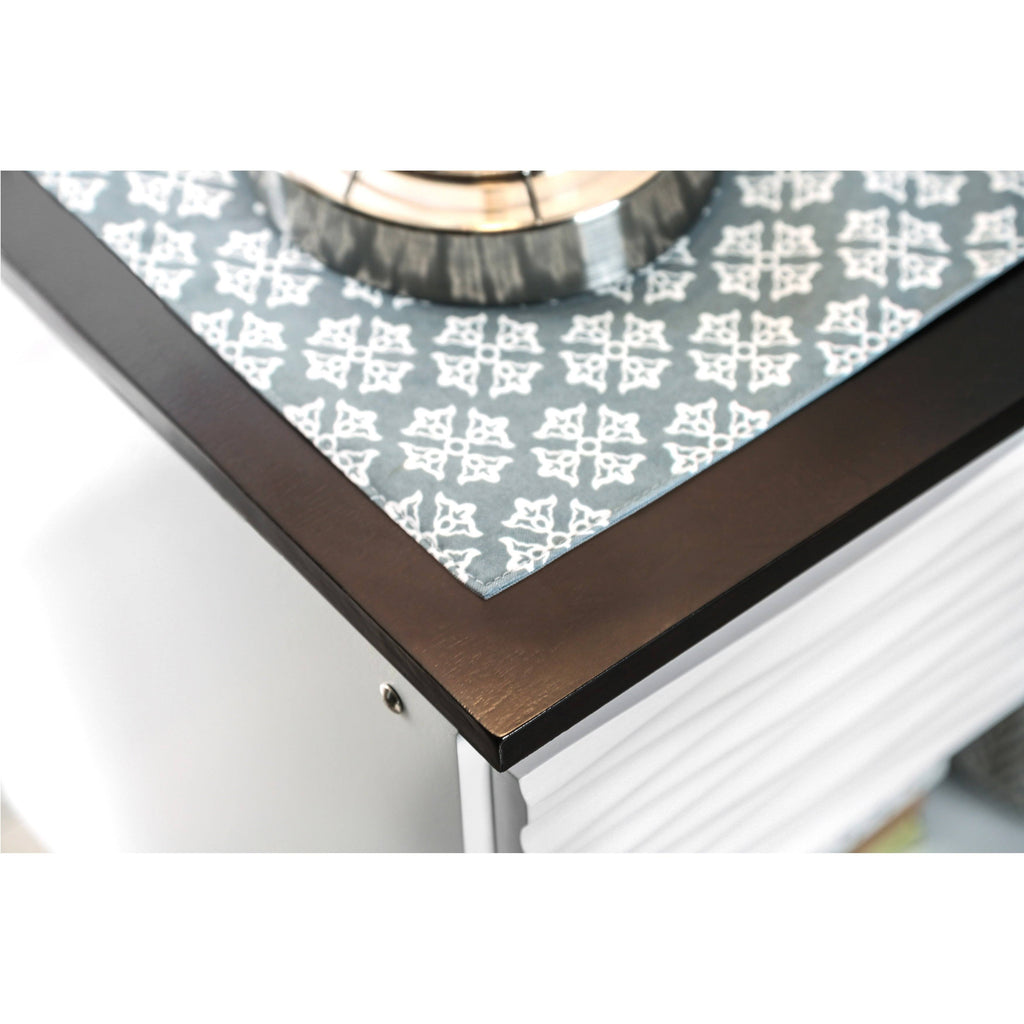 White Solid Wood 1 Drawer Nightstand P683793