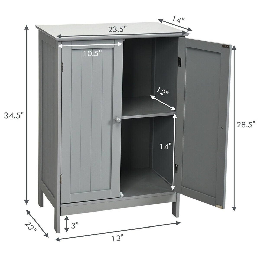 Gray Double Door Bathroom Floor Cabinet U904599