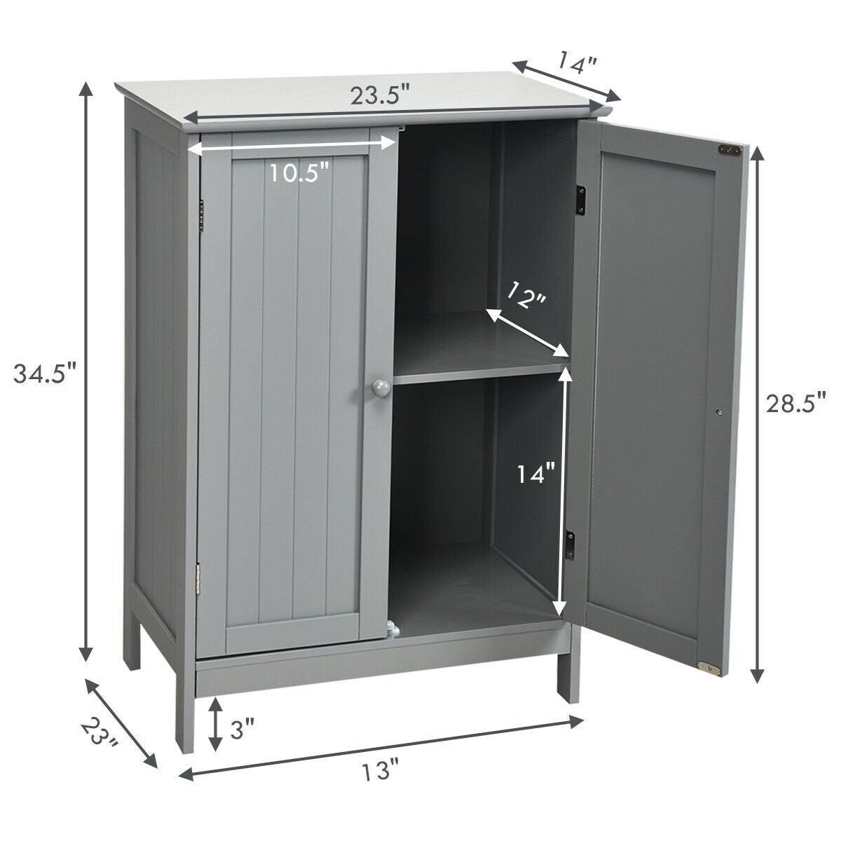 Gray Double Door Bathroom Floor Cabinet U904599