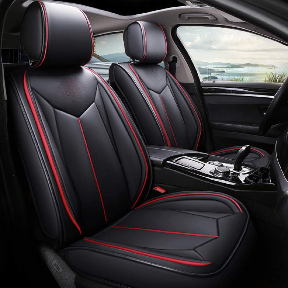 Leather Four Seasons Seat Cover 5 Seats Full Set Universal Fit Black-Blue Z94975