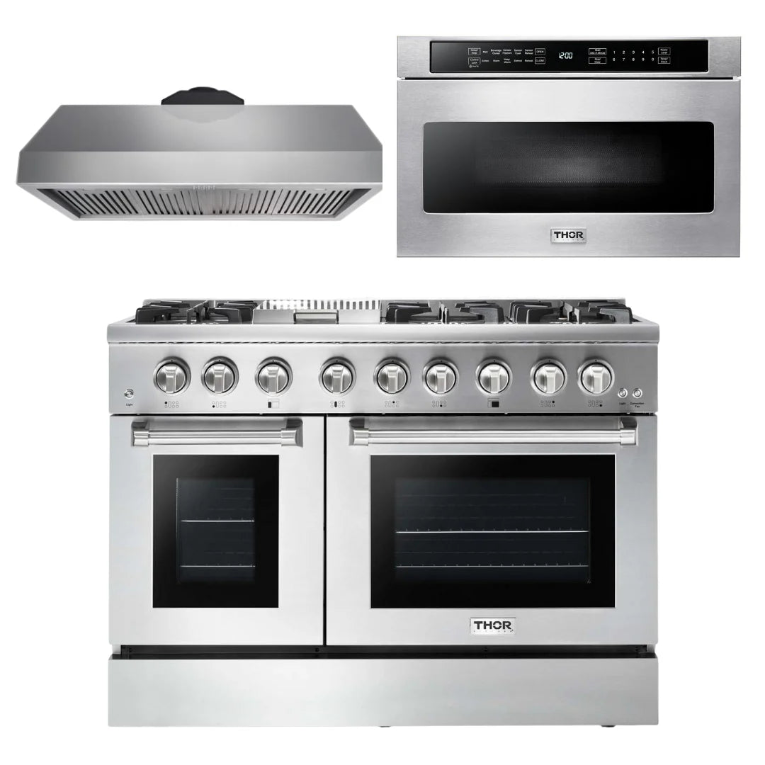 48 Propane Dual Fuel Range, Range Hood, Microwave Y475353