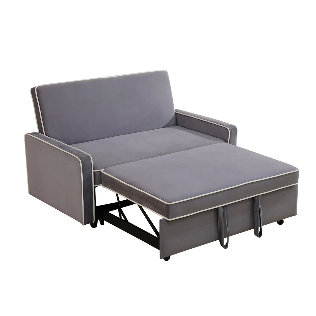 Brown Convertible Sofa Bed with Adjustable Backrest I849