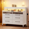 Black 6 Drawer Dresser with LED Light and Open Storage Q8759
