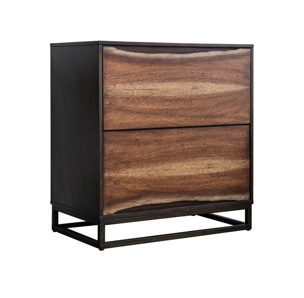 Dark Walnut & Dark Oak Solid Wood Queen Bedroom Set 3pcs C838