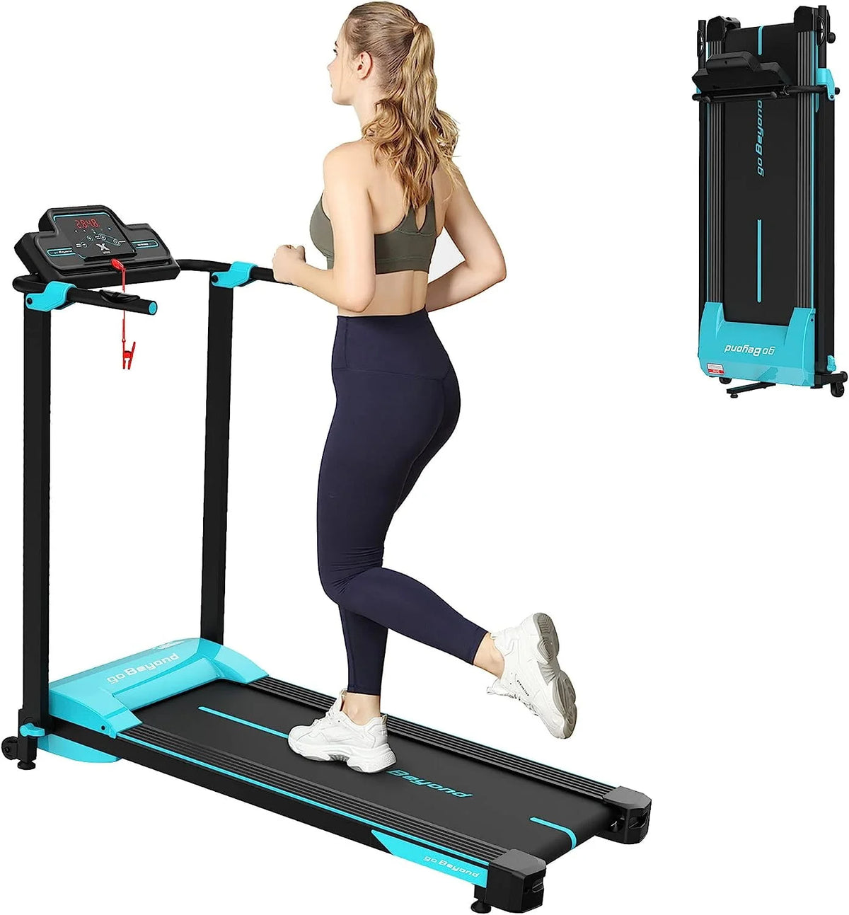 Blue Mini Folding Treadmill with LED Display D9999