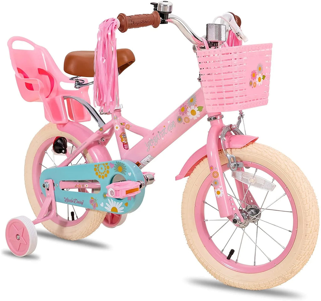 12 Inch Kids Bike with Training Wheels and Basket Pink Y1128