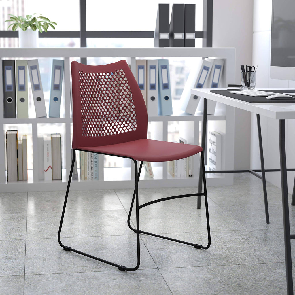 Burgundy Stack Chair with Air-Vent Back T554