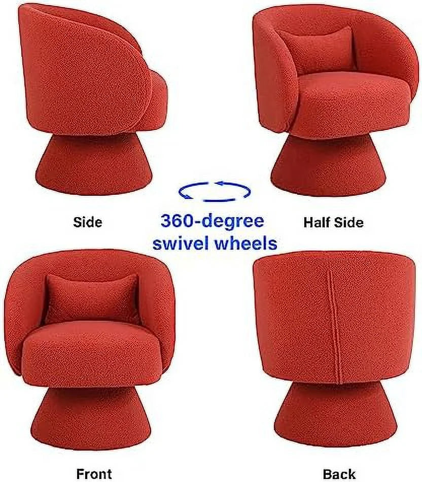 Beige Linen Swivel Barrel Chair Set of 2 W86099