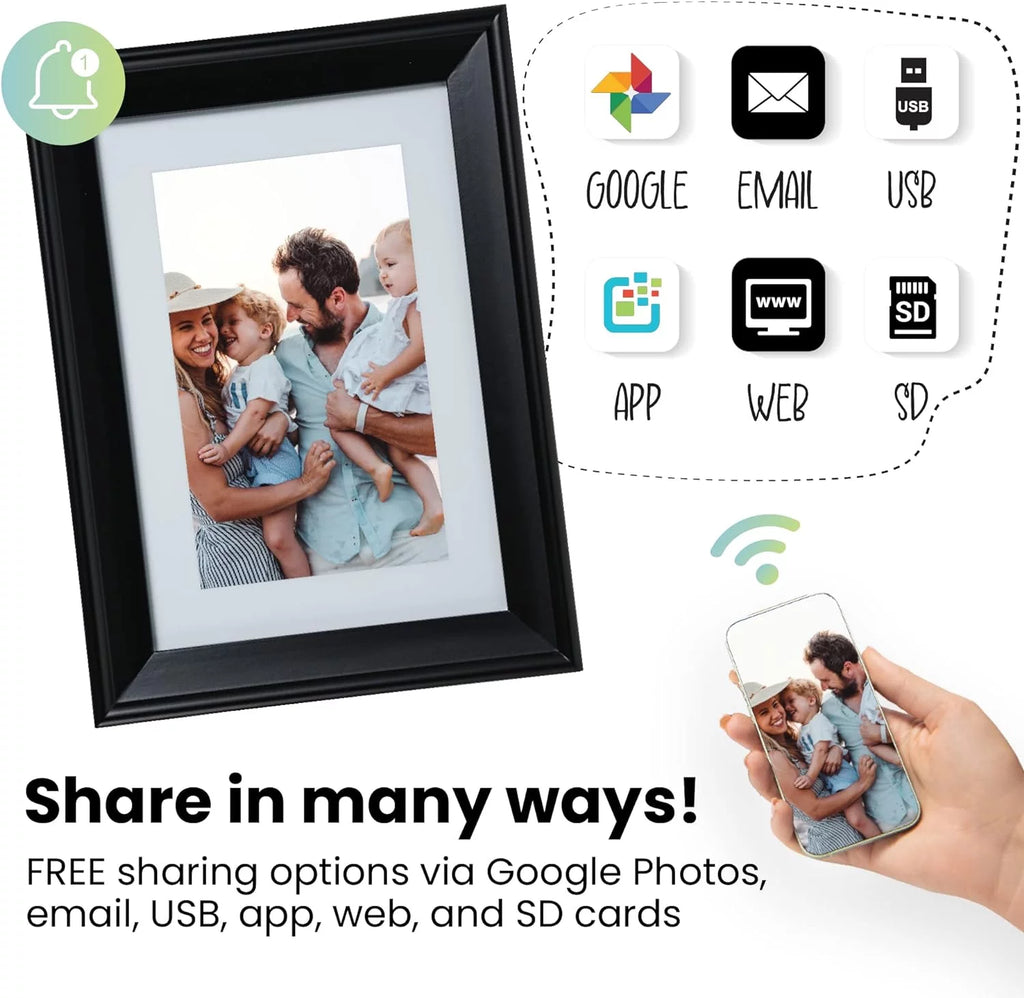 10in WiFi Digital Photo Frame with Battery 32GB Black L685402