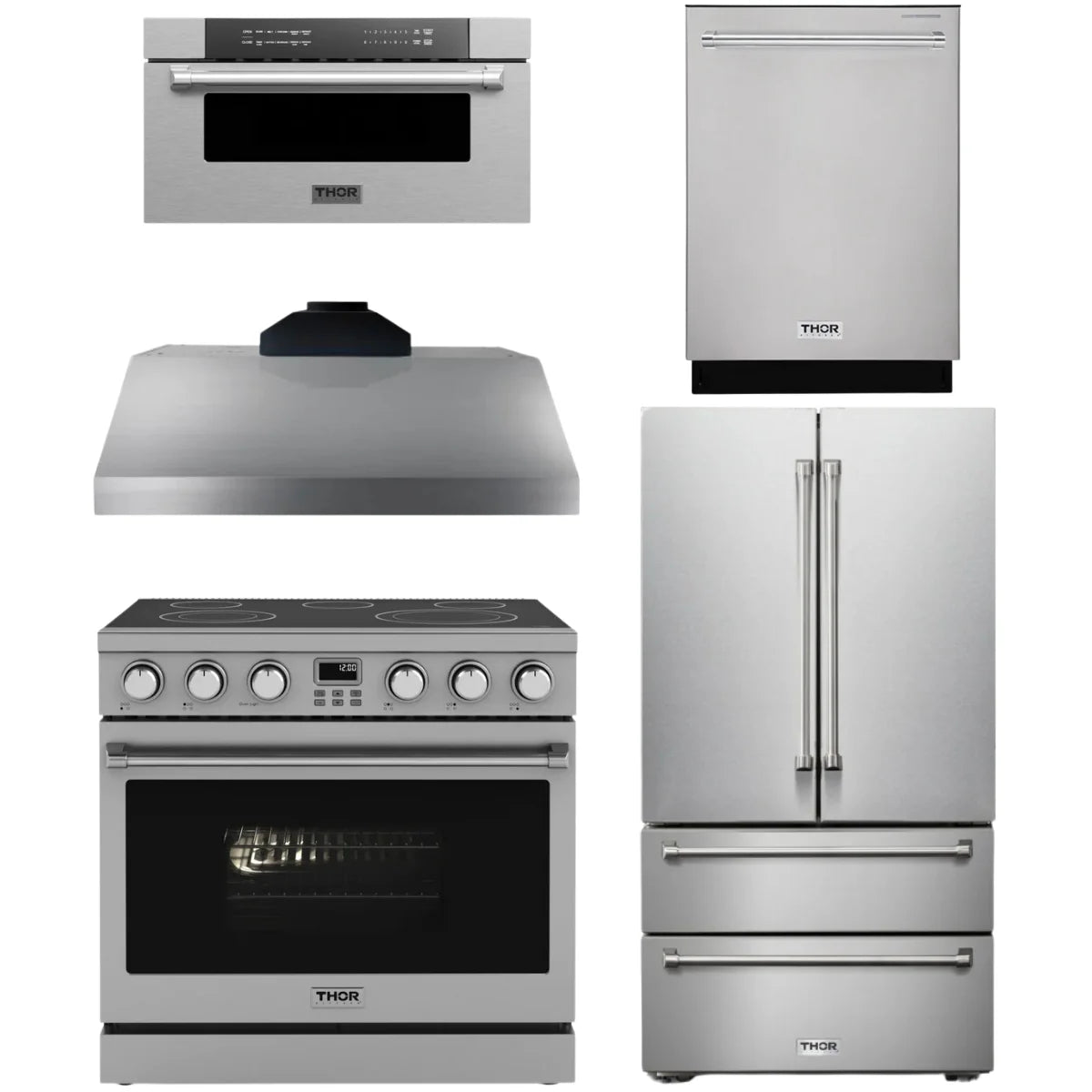 36 Electric Range, Range Hood, Refrigerator, Dishwasher and Microwave R470442