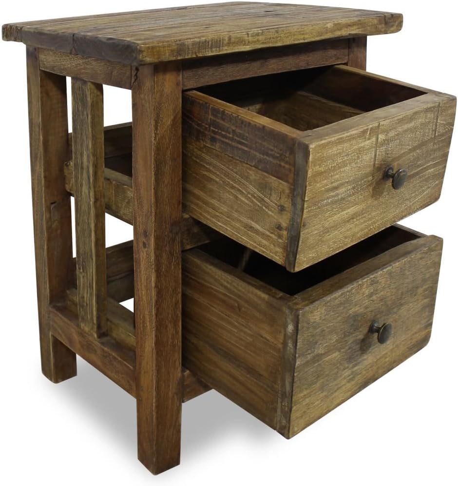 Solid Reclaimed Wood 2 Drawer Nightstand R81711