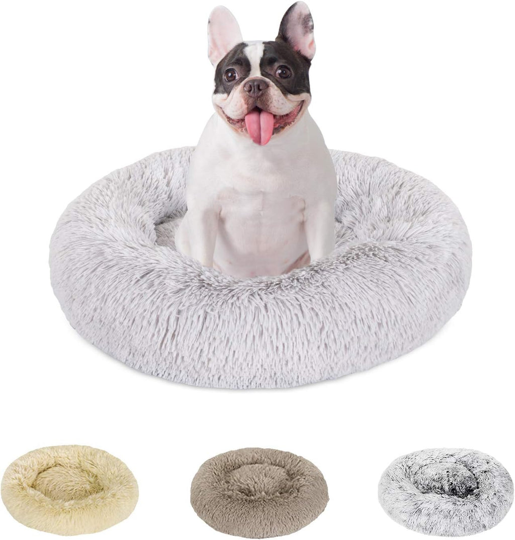 Round Washable Plush Dog and Cat Bed Pack of 2 N684