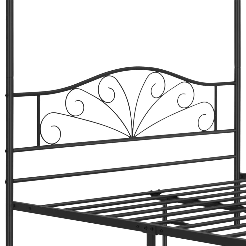 Queen Size Black Metal Canopy Platform Bed G229