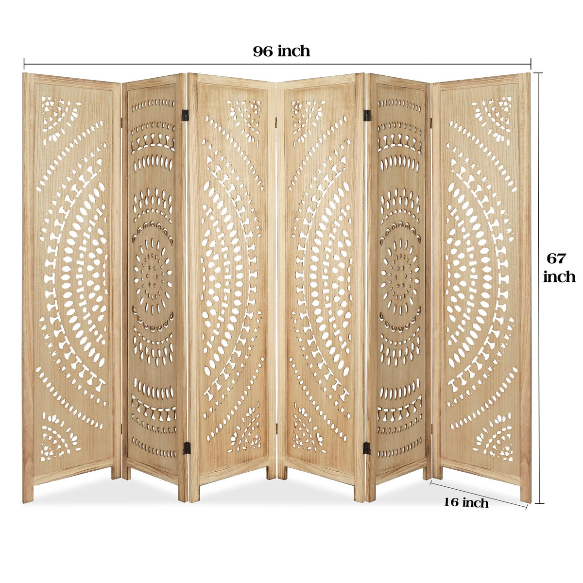 Carved Wood Room Divider and Folding Privacy Screen B32374