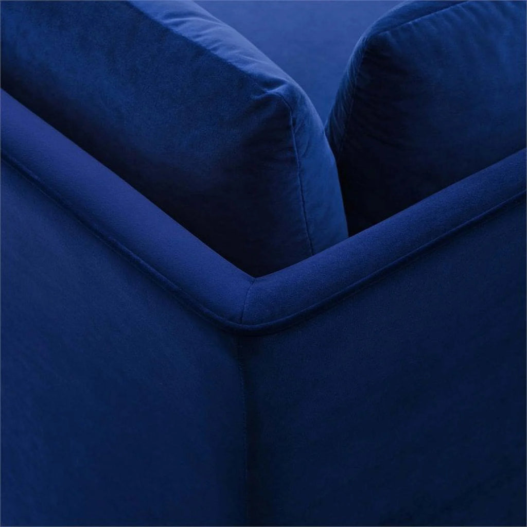 Navy Velvet Upholstered Corner Sectional Chair Y3197