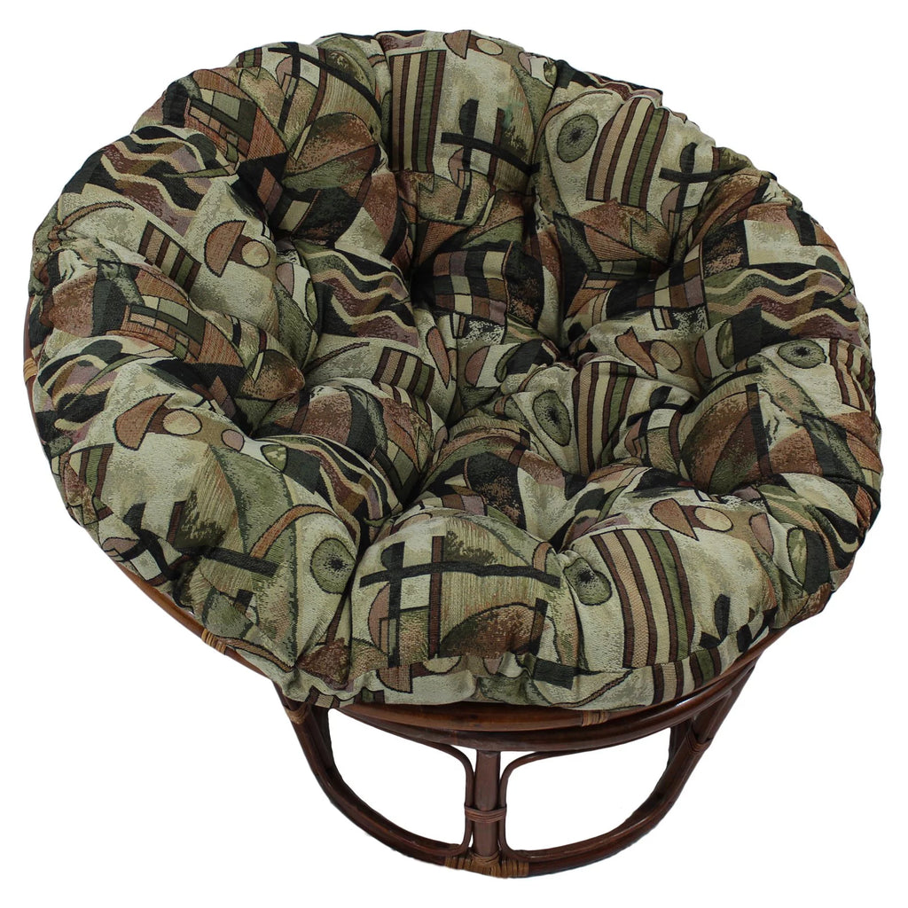 42-inch Rattan Papasan Chair with Tapestry Cushion P415