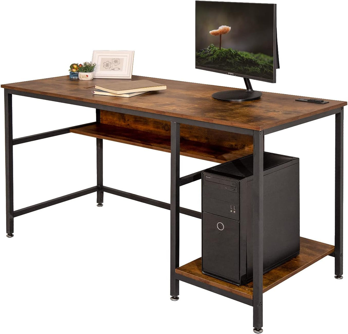 Black 47 Inch Computer Desk with Storage Shelves M30470