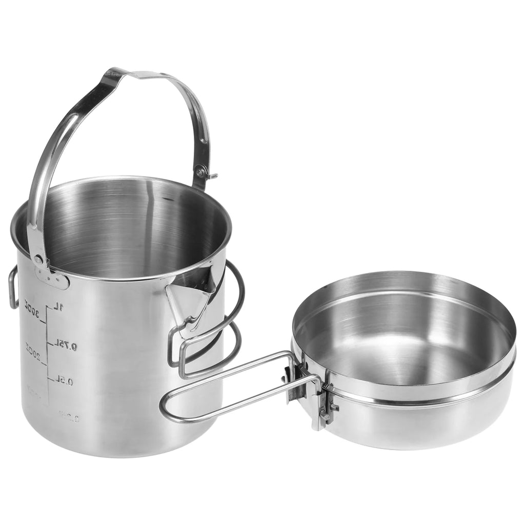 1L Stainless Steel Camping Kettle with Foldable Handle Z717