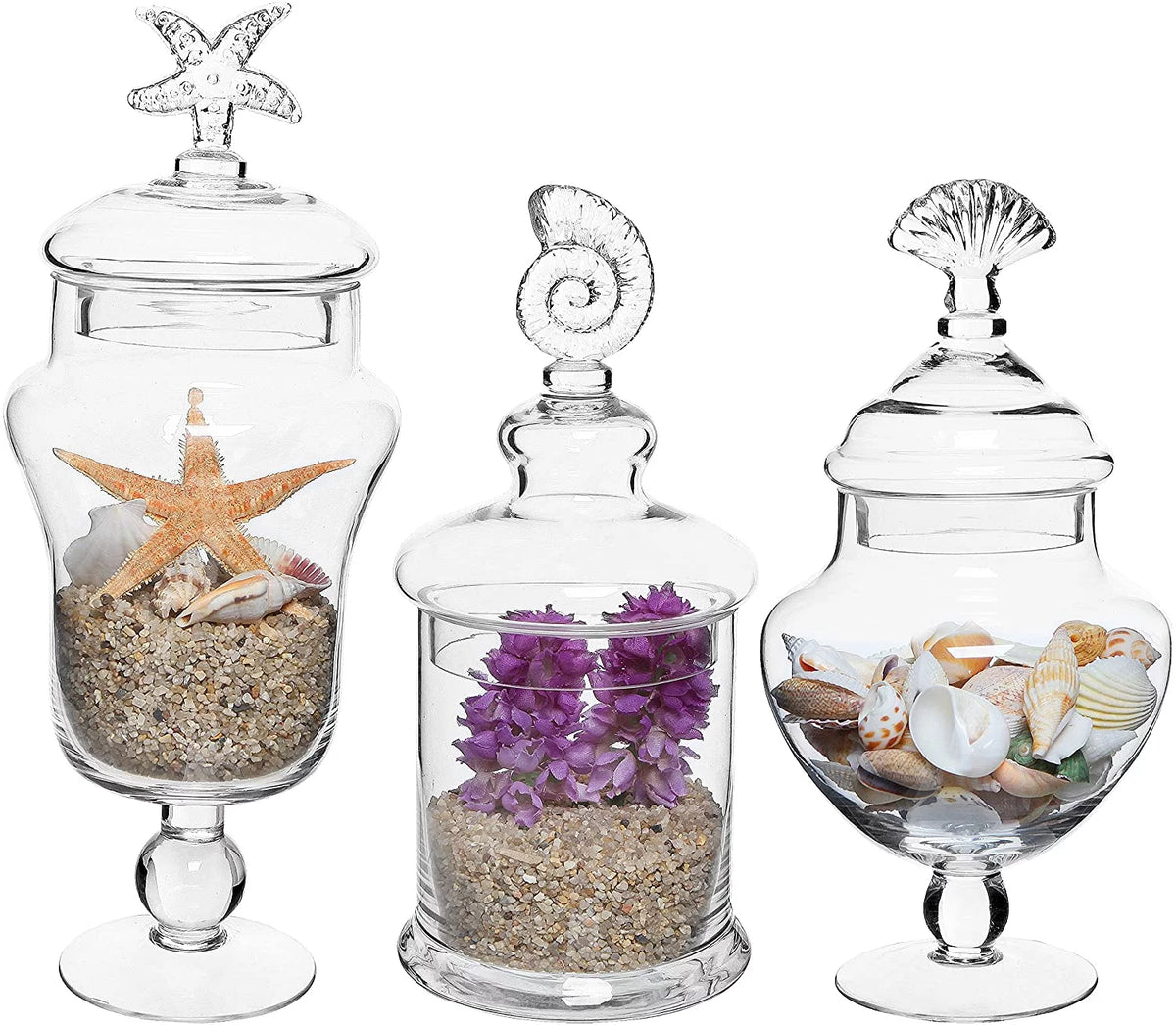 Clear Glass Set of 3 Apothecary Jars P5306