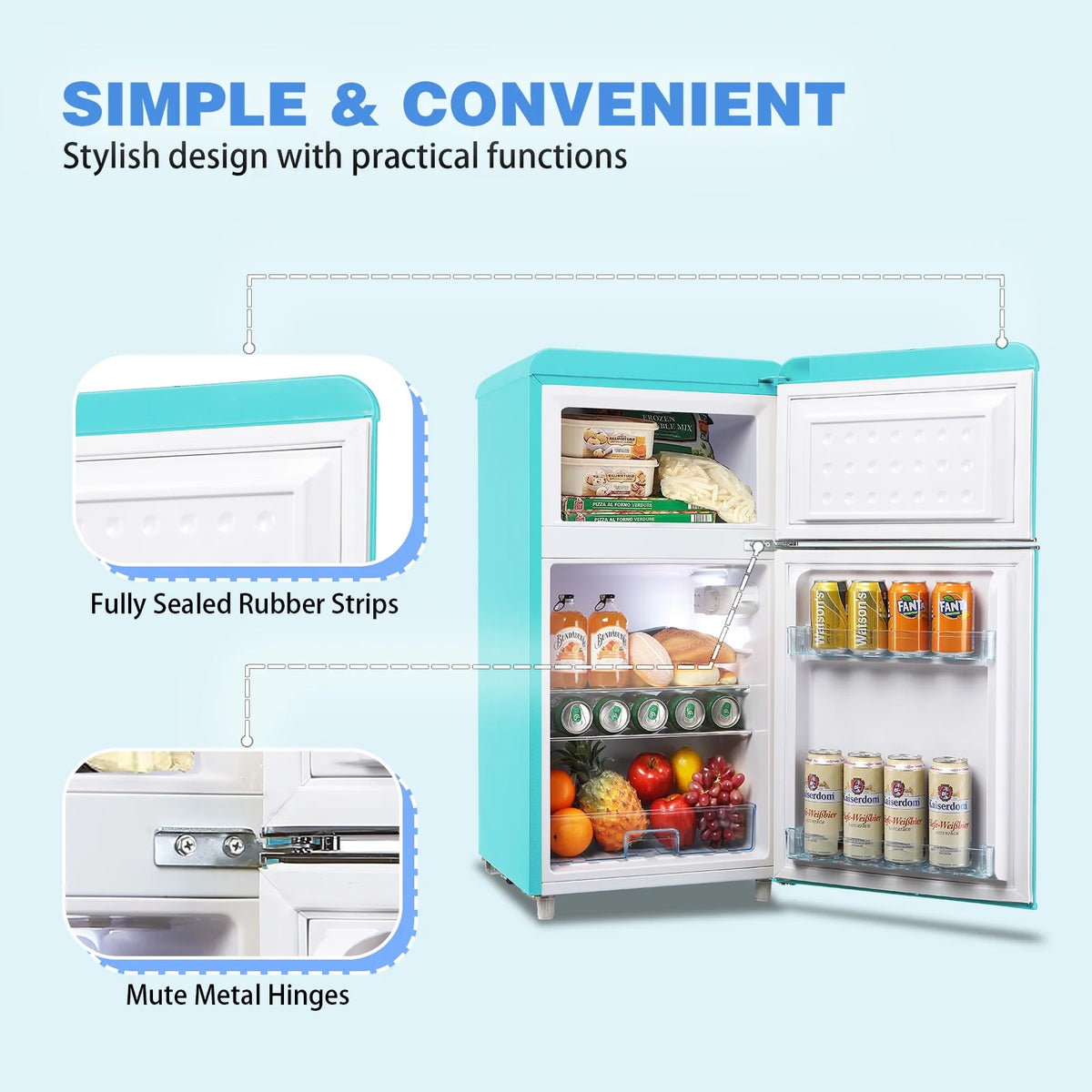 Blue 3.5 Cu.ft Mini Fridge with Freezer E4059