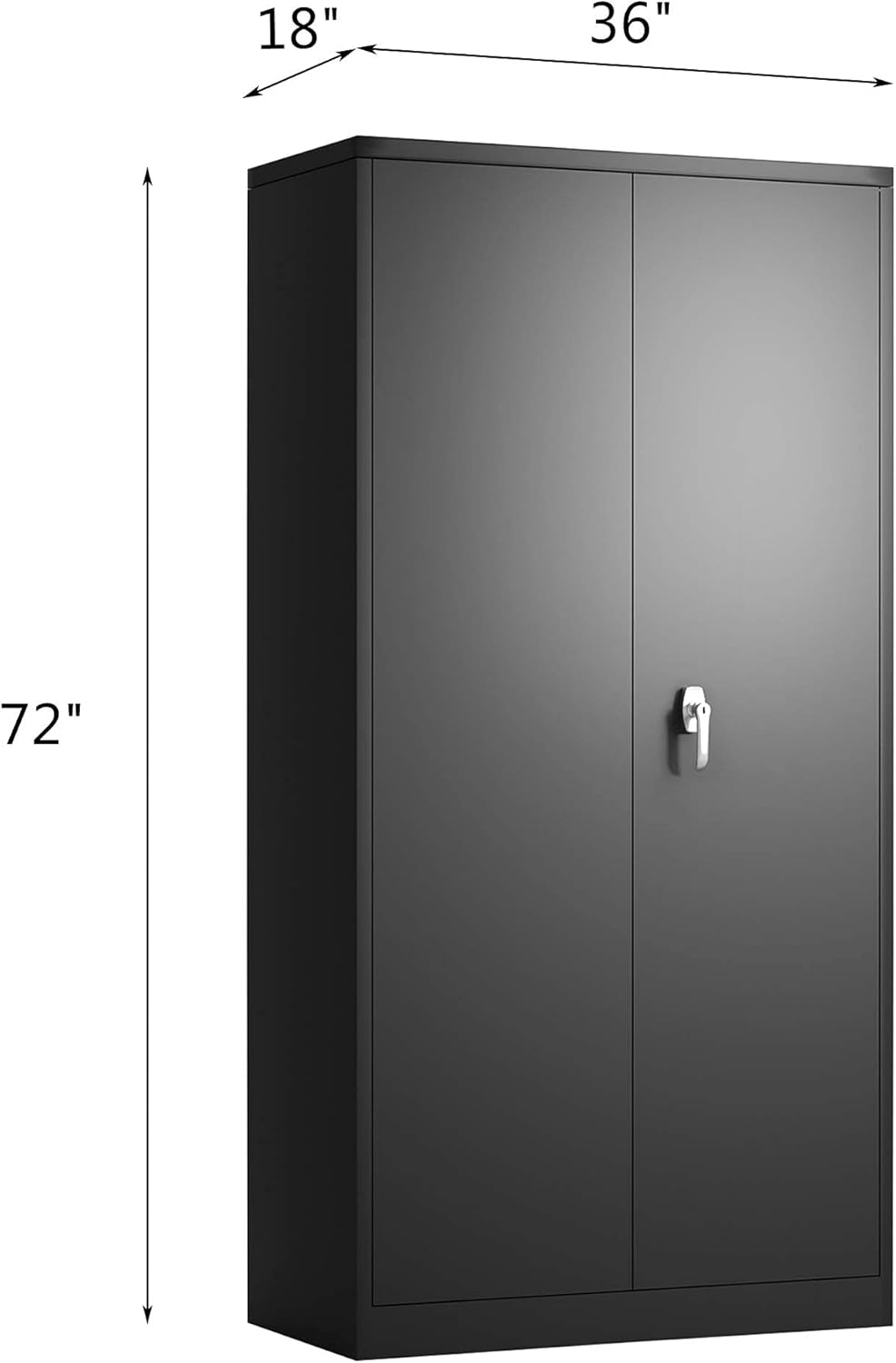 72 Inches Black Steel Storage Cabinet with Shelves U106660