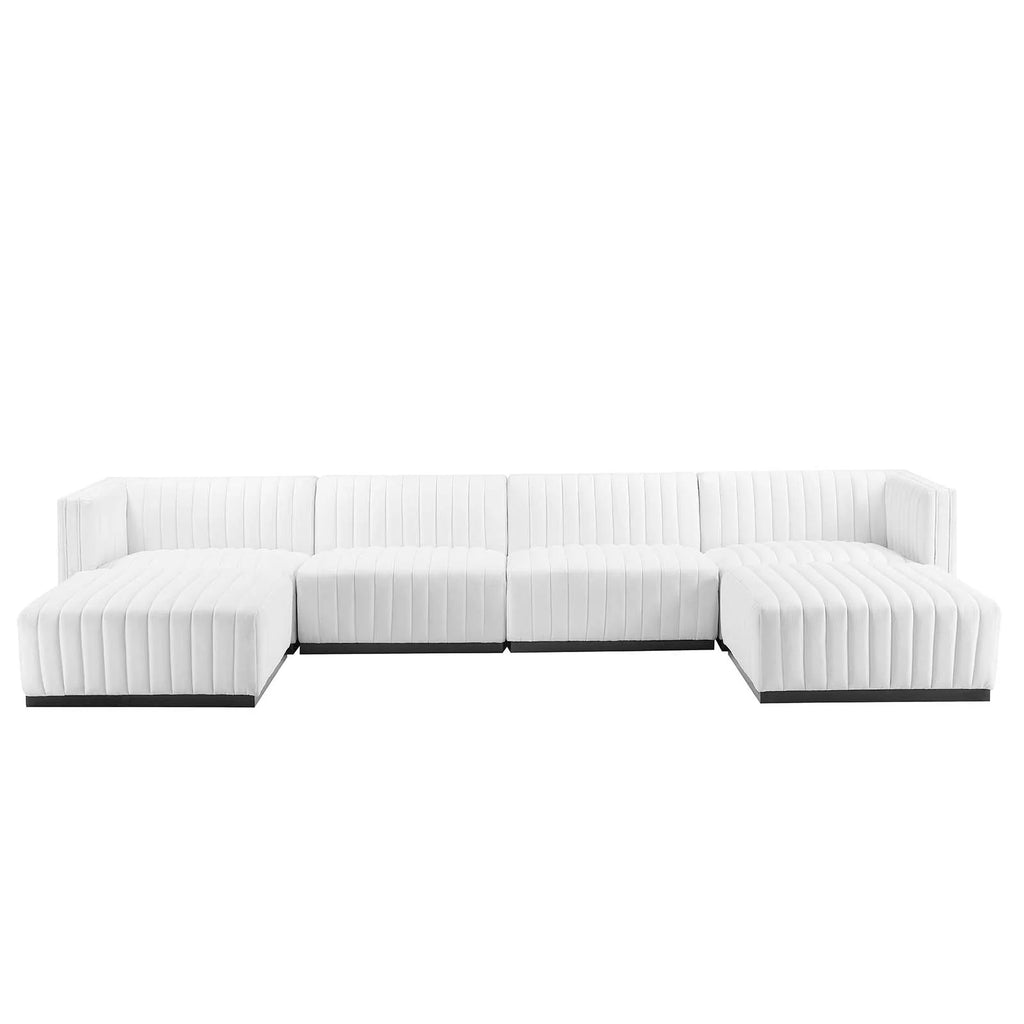 Channel Tufted Upholstered Fabric 6-Piece Sectional Sofa L3747
