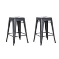 Matte Black 24-inch Metal Barstool Set of 2 H15801