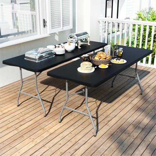 6ft White Foldable Plastic Table with Carrying Handle P266513
